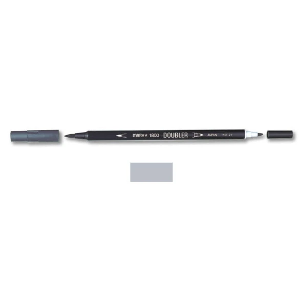 Marvy 1800 Doubler Çift Uçlu Brush Pen 12 GREY ürün görseli 1
