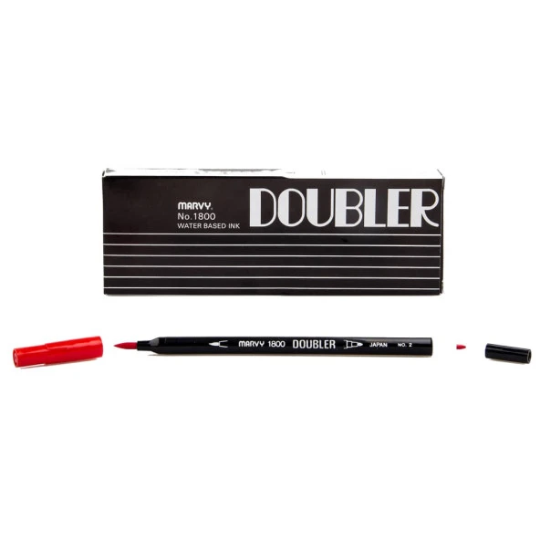 Marvy 1800 Doubler Çift Uçlu Brush Pen 2 RED ürün görseli 1