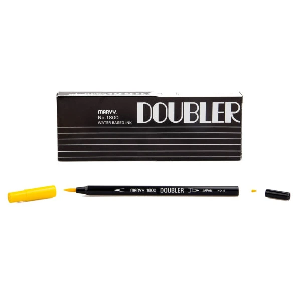 Marvy 1800 Doubler Çift Uçlu Brush Pen 5 YELLOW ürün görseli 1