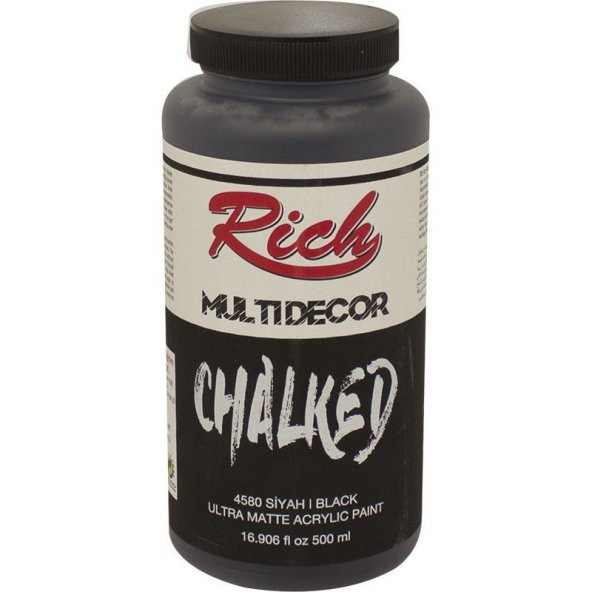 Rich Multi Decor Chalked Akrilik Boya 500 cc. 4580 SİYAH ürün görseli 1