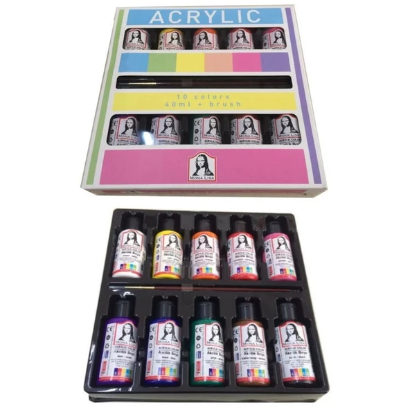 Südor Mona Lisa Akrilik Boya 10 Renk x 40 ml (Fırça Hediyeli) ürün görseli 1
