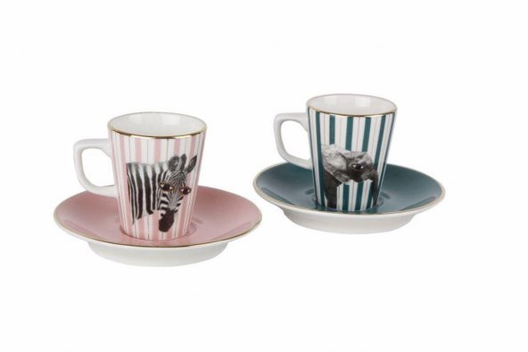 Porland Wild Life Zebra-Elephant Kahve Takımı 4 Parça 04ALM005318 ürün görseli 1