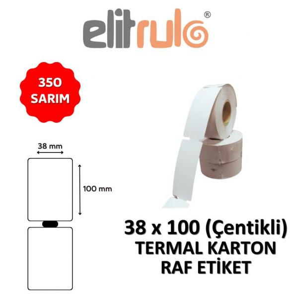 Elitrulo Termal Karton Raf Etiketi 38mm x 100mm ÇENTİKLİ - 350 Adet ürün görseli 1