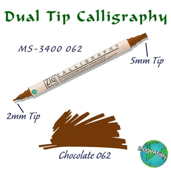 Zig Calligraphy Çift Uçlu Kaligrafi Kalemi 2 mm + 5 mm 062 Chocolate ürün görseli 1