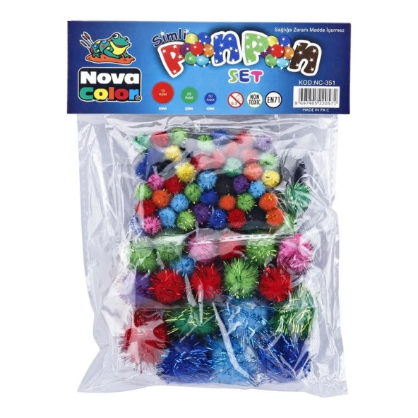 Nova Color Simli Ponpon 3 Boy Karışık Set ürün görseli 1