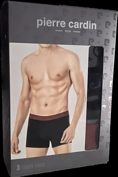 Pierre Cardin Erkek 3lü Stretch Boxer Siyah - Resim 2