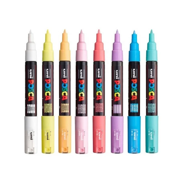 Uni Posca PC-1M Boyama Markörü 0.7 mm 8li Set Soft Renkler ürün görseli 1