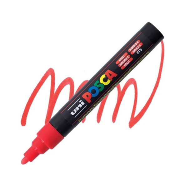 Uni Posca PC-5M Boyama Markörü 1.8-2.5 mm FLORESAN KIRMIZI ürün görseli 1
