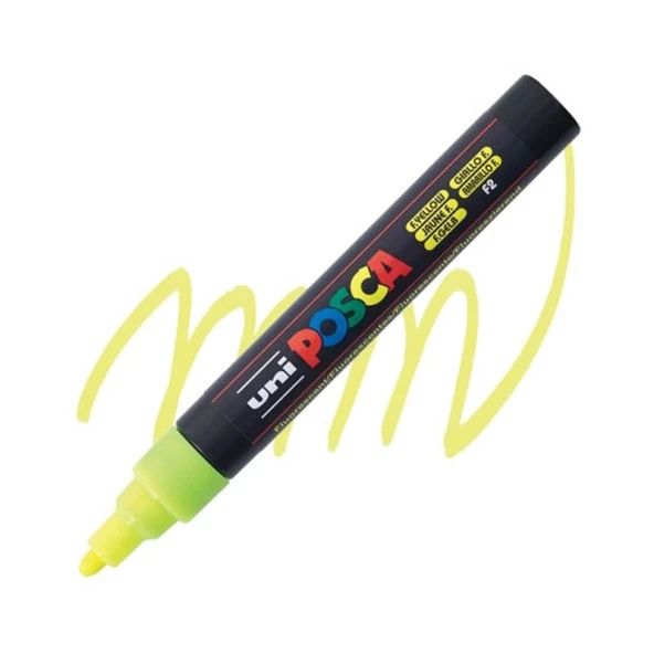 Uni Posca PC-5M Boyama Markörü 1.8-2.5 mm FLORESAN SARI ürün görseli 1