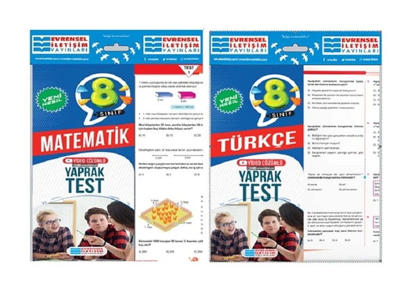 Evrensel İletişim 8. Sınıf Matematik + Türkçe Yaprak Test Seti 2 Kitap ürün görseli 1