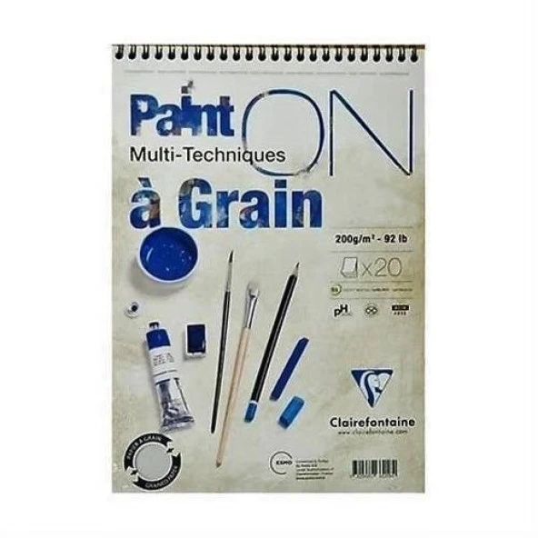 Clairefontaine PaintOn Çok Amaçlı Çizim Blok A5 Üstten Spiralli 200 gr. 20 Yaprak ürün görseli 1