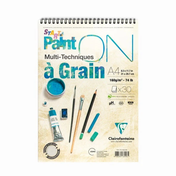 Clairefontaine PaintOn a Grain Start Çizim Blok 160 gr. 30 Yp. A4 ürün görseli 1