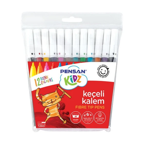 Pensan Kidz Keçeli Boya Kalemi 12 Renk ürün görseli 1