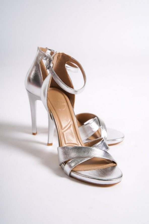 Pearl Gümüş Platform Topuklu Abiye Ayakkabı - Resim 4