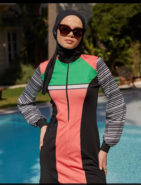 Mayovera Modern Pembe Çizgili Tasarım Mayo ürün görseli 1