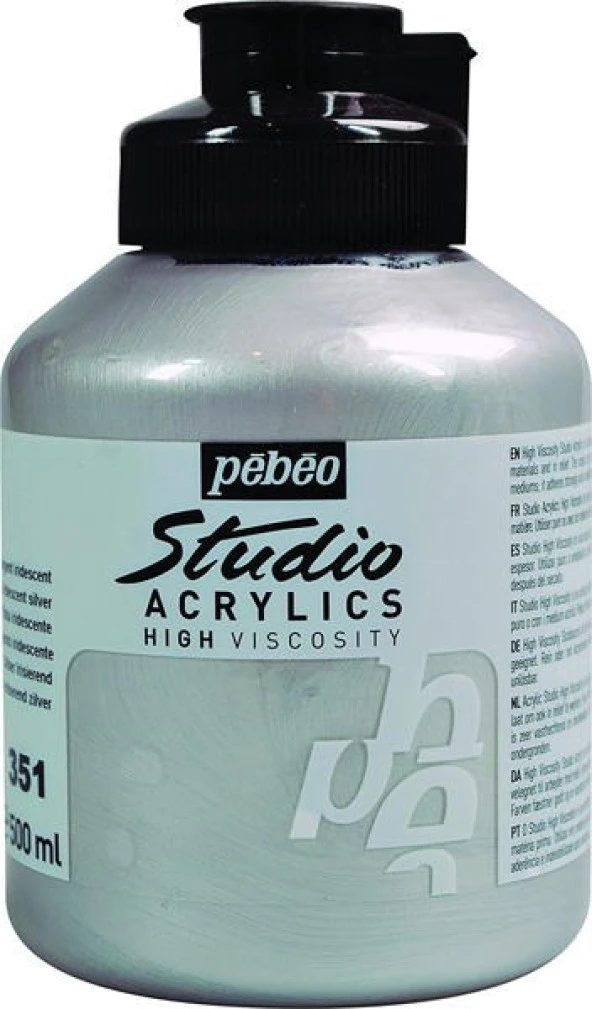 Pebeo Studio Akrilik Boya 500 ml 351 Iridescent Silver ürün görseli 1