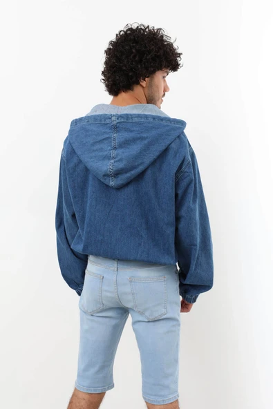 Erkek Jean Sweatshirt Koyu Mavi - Resim 7