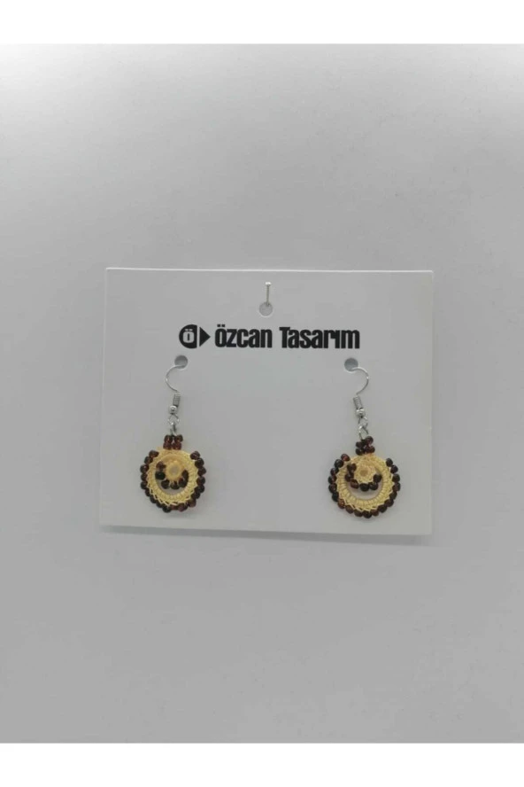 Özcan Tasarım Örgü Küpe – Boncuklu Daire ürün görseli 1