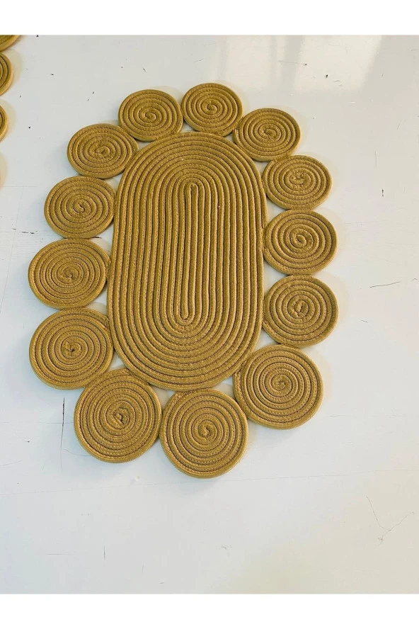 Özcan Tasarım Oval Jüt Halı - Oval Hasır Halı - Şekilli Hasır Halı - Modern Jüt Halı ürün görseli 1