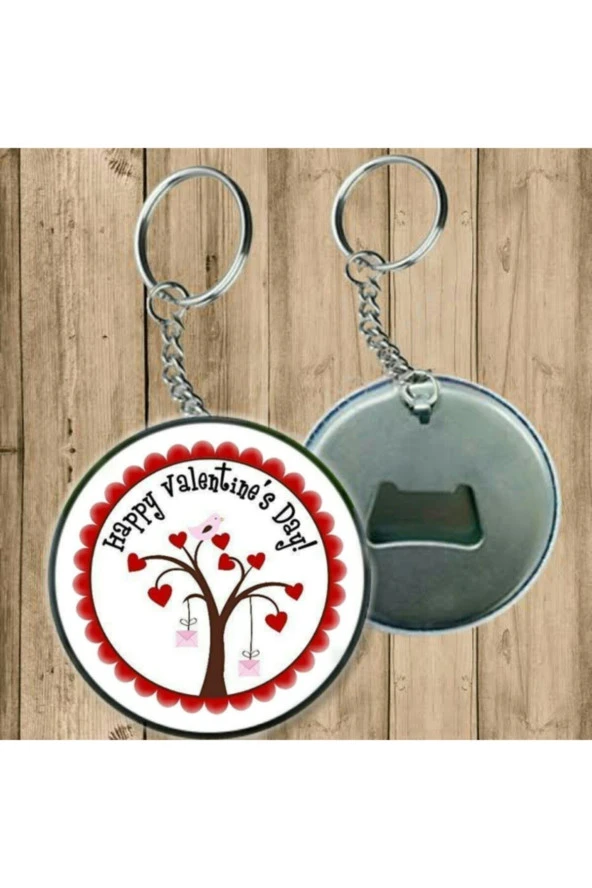 Özcan Tasarım Happy Valentine's Day! Anahtarlık - Açacaklı Anahtarlık ürün görseli 1
