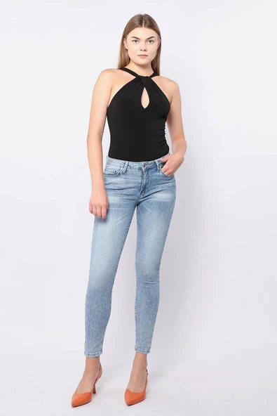 Kadın Skinny Fit Esnek Pantolon Açık Mavi ürün görseli 1