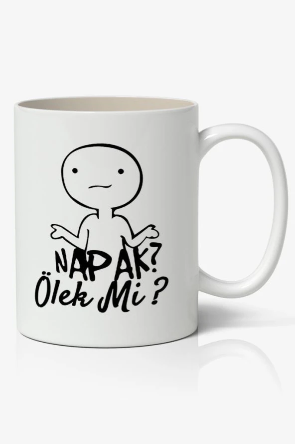 Napak Ölek Mi@UzunAciklama Yazılı Baskılı Kupa Bardak - Baskılı Kahve Kupa Bardak ürün görseli 1