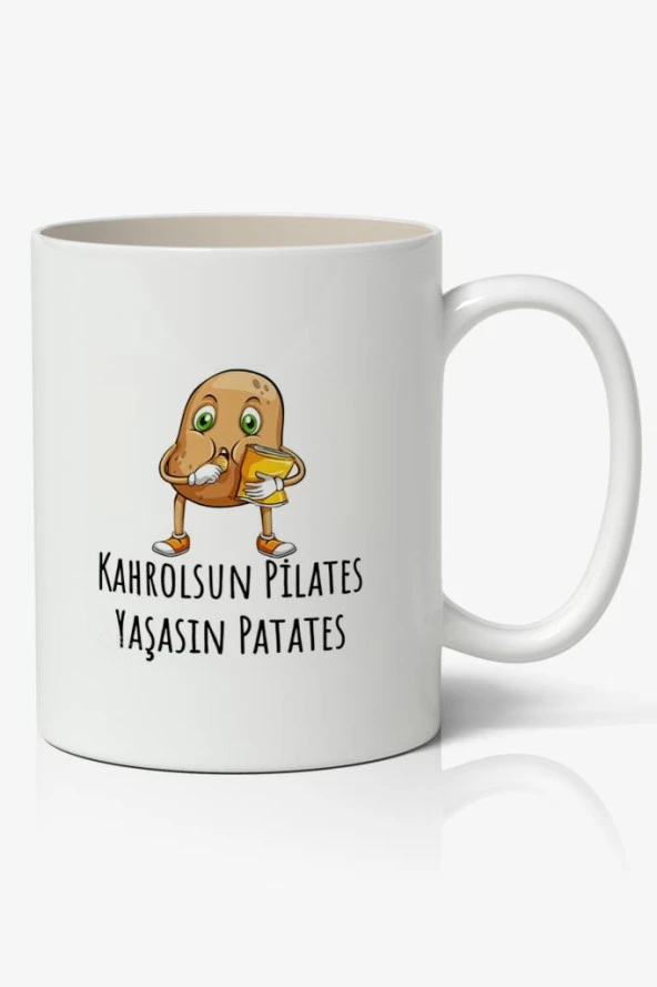 Kahrolsun Pilates Yaşasın Patates Yazılı Baskılı Kupa Bardak - Baskılı Kahve Kupa Bardak ürün görseli 1