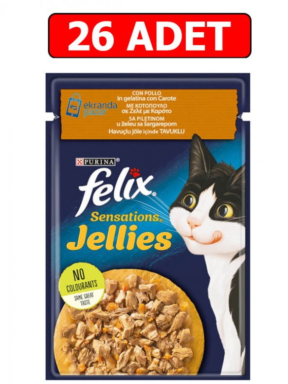 Purina felix tavuklu havuçlu yaş kedi maması 85gr 26 adet pouch kedi konserve kedi ıslak maması ürün görseli 1