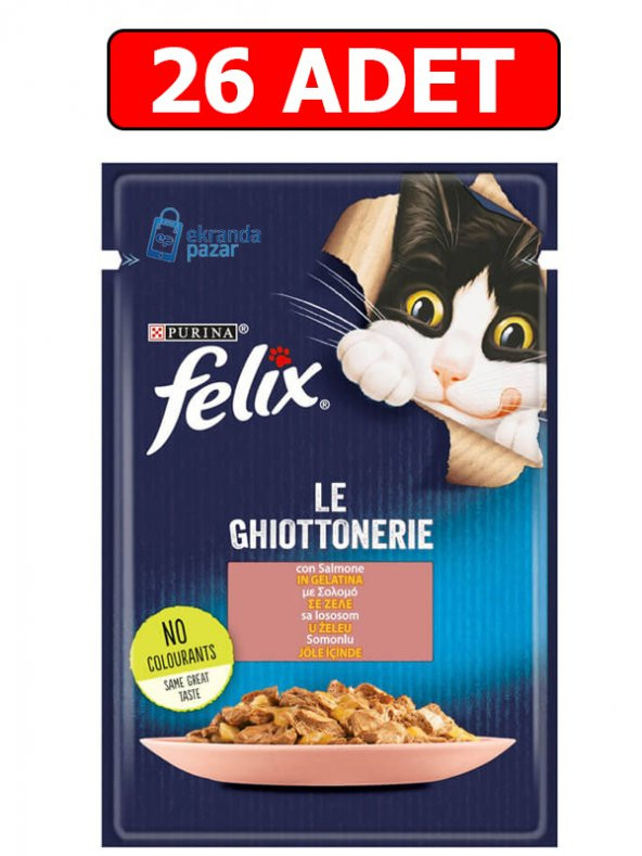 Purina felix somonlu yaş kedi maması 85gr 26 adet pouch kedi konserve kedi ıslak maması ürün görseli 1