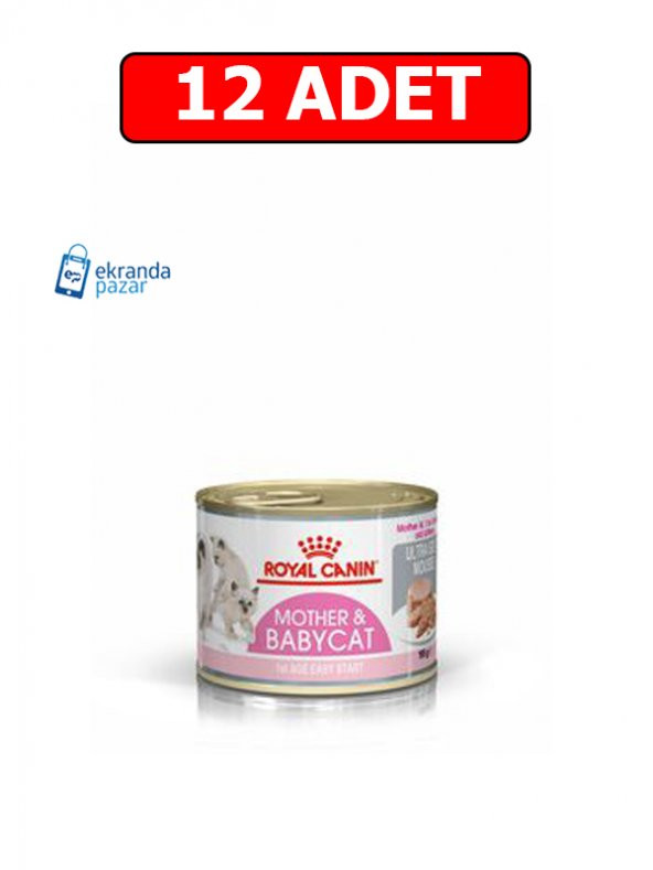 Royal canın mother and babycat 195gr 12 adet konserve yaş kedi maması ultra soft mousse ürün görseli 1