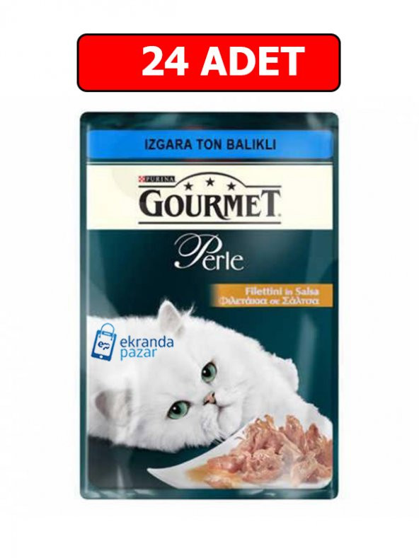 Purina gourmet perle ızgara ton balıklı yaş kedi maması 85 gr x 24 adet pouch ürün görseli 1