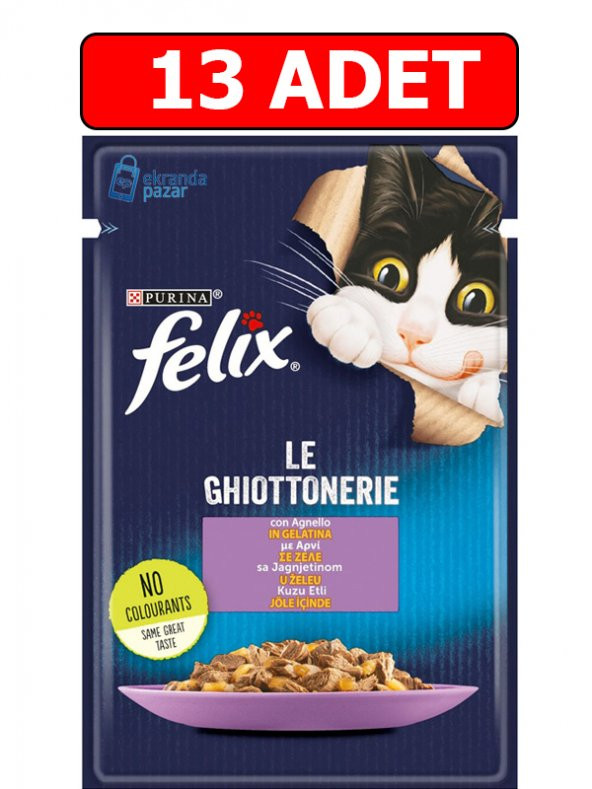 Purina felix kuzu etli yaş kedi maması 85gr 13 adet pouch kuzulu kedi konserve kedi ıslak maması ürün görseli 1