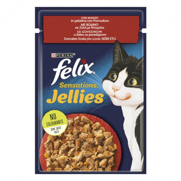 Purina felix domatesli sığır etli yaş kedi maması 85gr 26adet pouch kedi konserve kedi ıslak maması ürün görseli 1