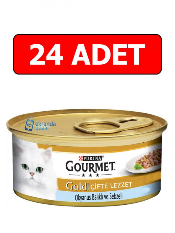 Purina gourmet gold ıspanaklı sos içinde okyanus balıklı kedi konservesi 85 gr 24 adet yaş mama ürün görseli 1