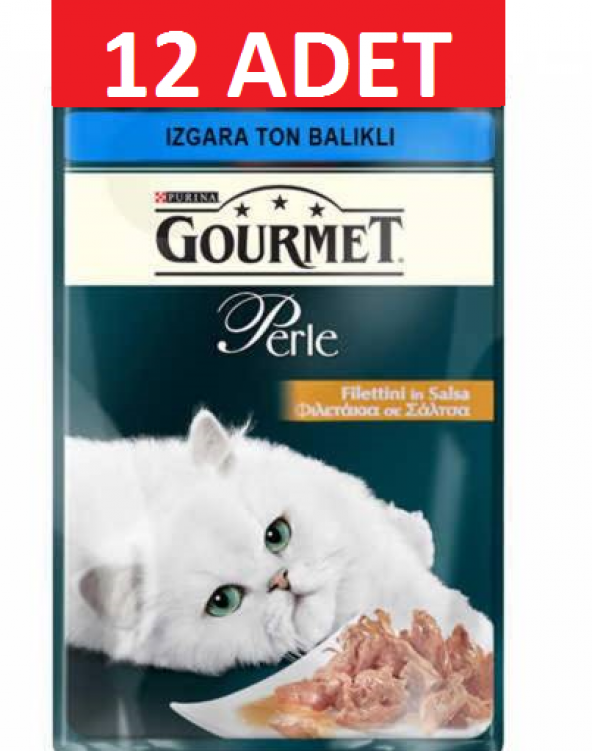 Purina gourmet perle ızgara ton balıklı yaş kedi maması 85 gr x 12 adet pouch ürün görseli 1