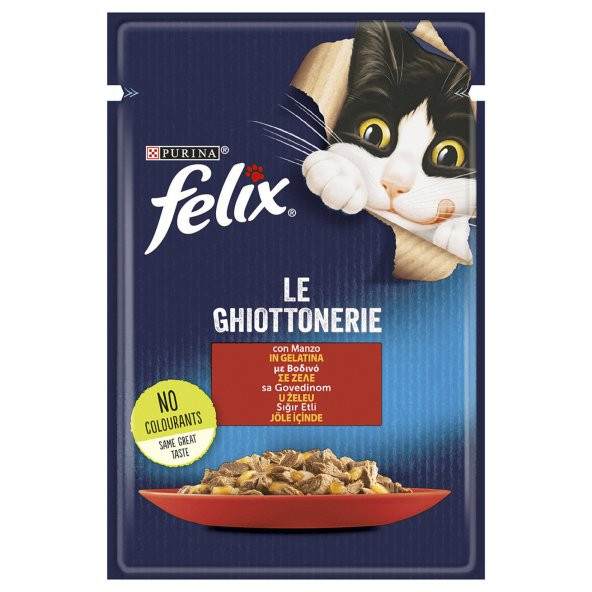 felix sığır etli kedi ıslak maması 85 gr X 12 adet yaş mama pouch ürün görseli 1