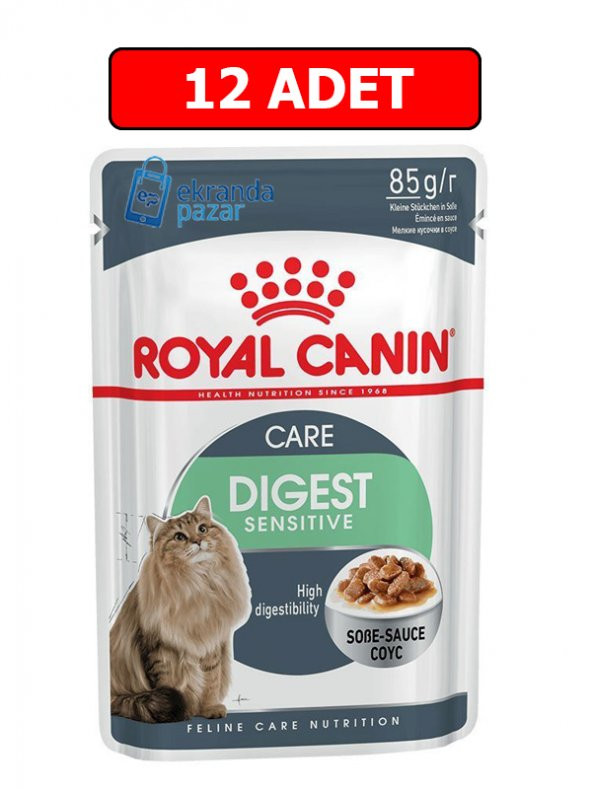 Royal canin digest sensitive gravy adult 85 gr x 12 adet yaş kedi maması pounç ürün görseli 1