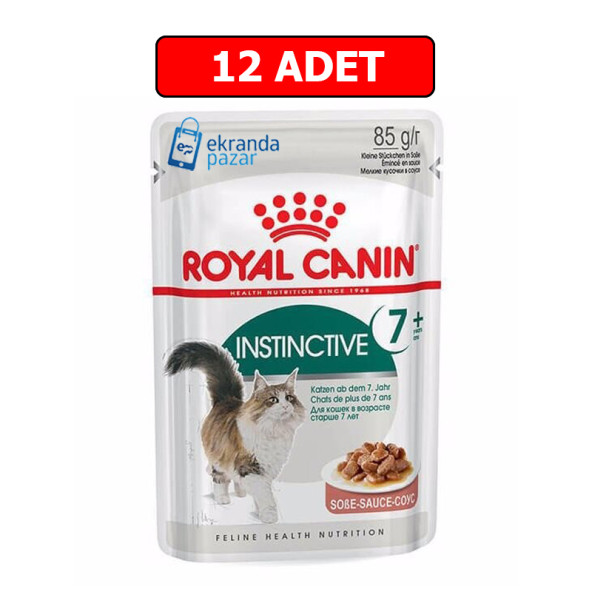 Royal canin instinctive 7+ ileri yaştaki kedi yaş mama 85 gr x 12 adet gravy soslu pouch ürün görseli 1