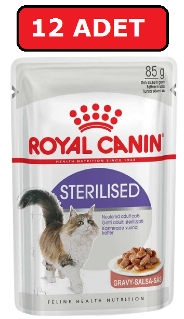 Royal canın sterilised kısır kedi yaş mama 12 adet x 85 gr gravy soslu ürün görseli 1