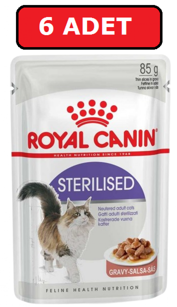 Royal canın sterilised kısır kedi yaş mama 6 adet x 85 gr gravy soslu ürün görseli 1