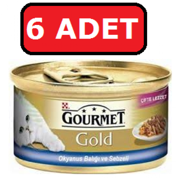 Purina Gourmet gold çifte lezzet okyanus balıklı ve sebzeli kedi konservesi 85 gr 6 adet yaş mama ürün görseli 1