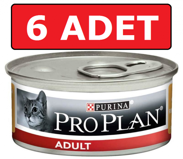 Proplan adult tavuk etli yetişkin kedi konservesi 85 gr x 6 adet yaş mama ürün görseli 1