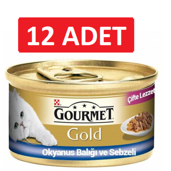 Purina Gourmet Gold Çifte Lezzet Okyanus Balıklı ve Sebzeli Kedi Konservesi 85 gr 12 adet yaş mama ürün görseli 1