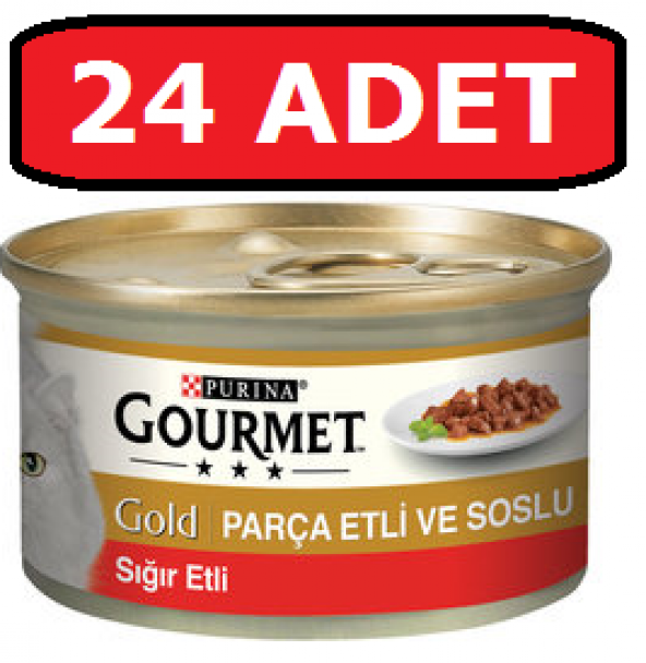 Purina gourmet gold parça etli sığır kedi konservesi 24 adet 85 gr yaş mama ürün görseli 1