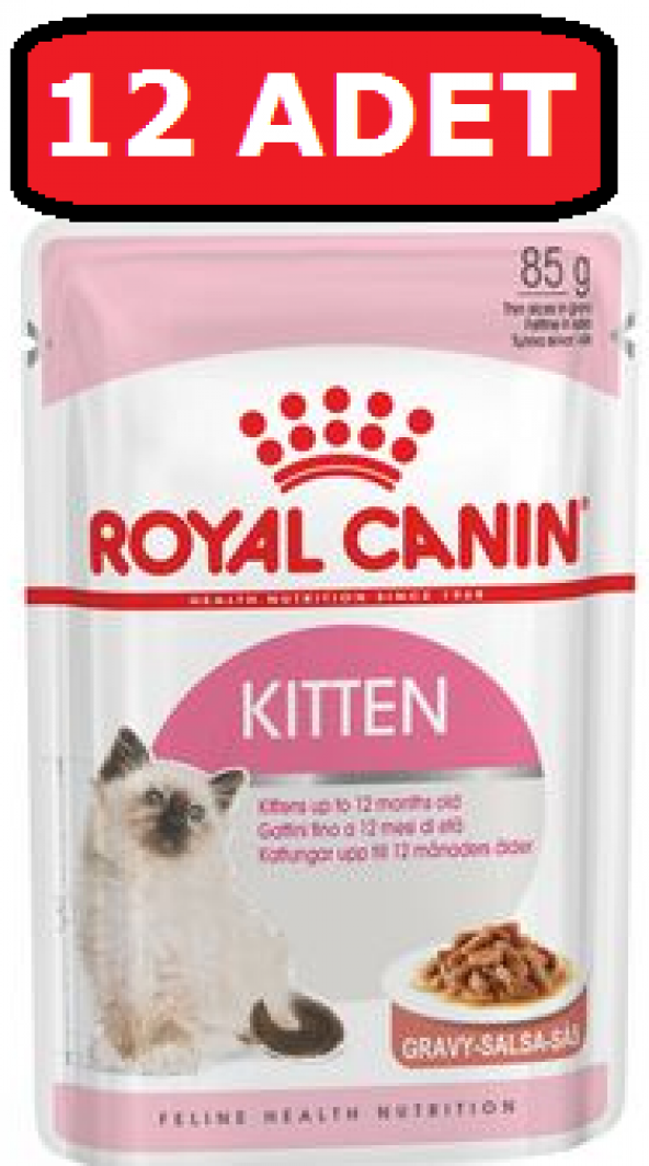Royal canın yavru kedi yaş mama 12 adet x 85 gr kitten gravy soslu ürün görseli 1