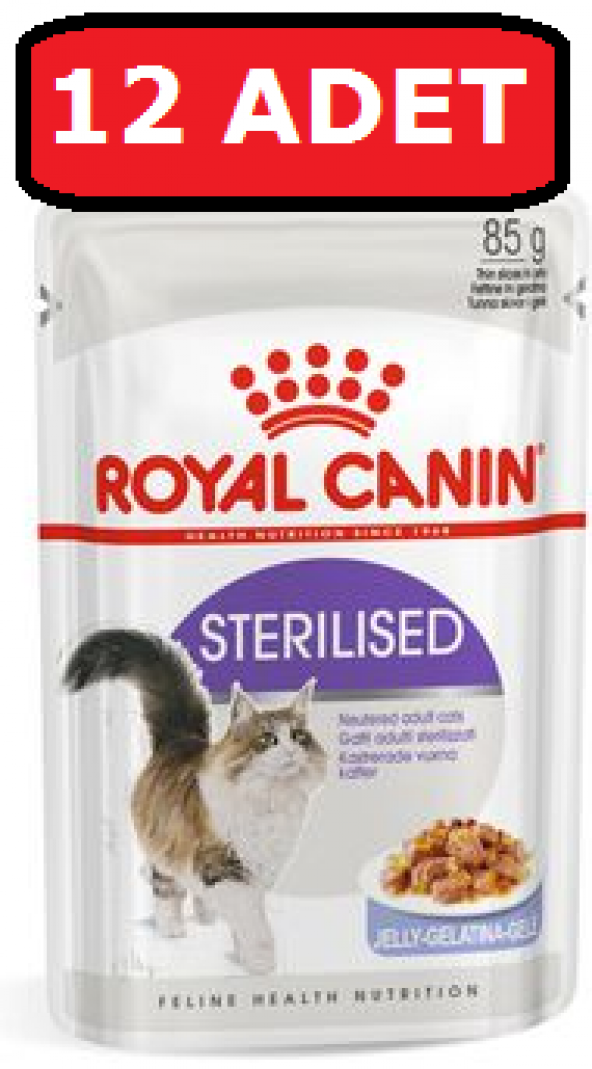 Royal canın sterilised kısır kedi yaş mama 12 adet x 85 gr jelly pouch jel ürün görseli 1