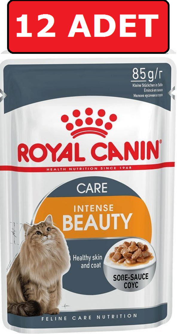 Royal canin intense beauty gravy adult 85 gr x 12 adet yaş kedi maması pounç ürün görseli 1