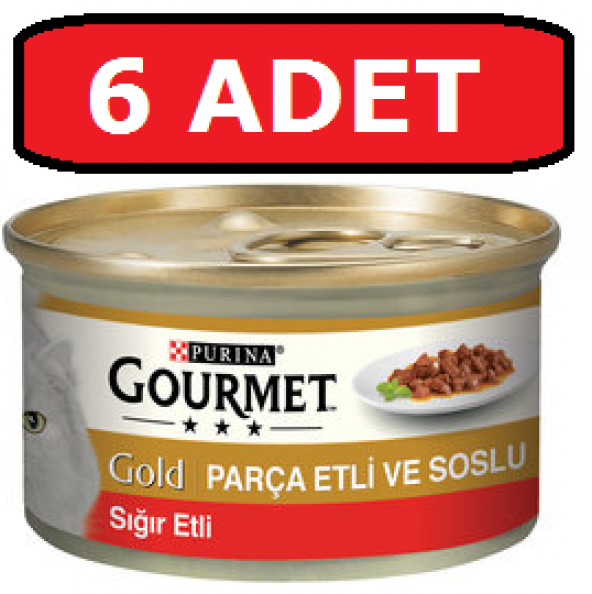 Purina gourmet gold parça etli sığır kedi konservesi 6 adet 85 gr yaş mama ürün görseli 1