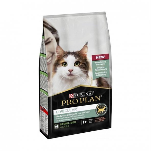 Proplan liveclear sterilised kedi 1,4kg somonlu kısır kedi maması alerjen azaltan kedi maması ürün görseli 1