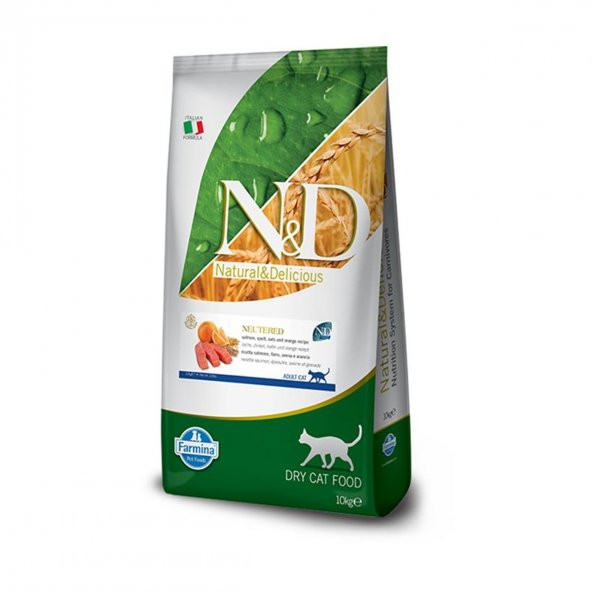 ND ocean düşük tahıllı kısır kedi maması 10kg somon kılçıksız buğday yulaf ve portakal ürün görseli 1